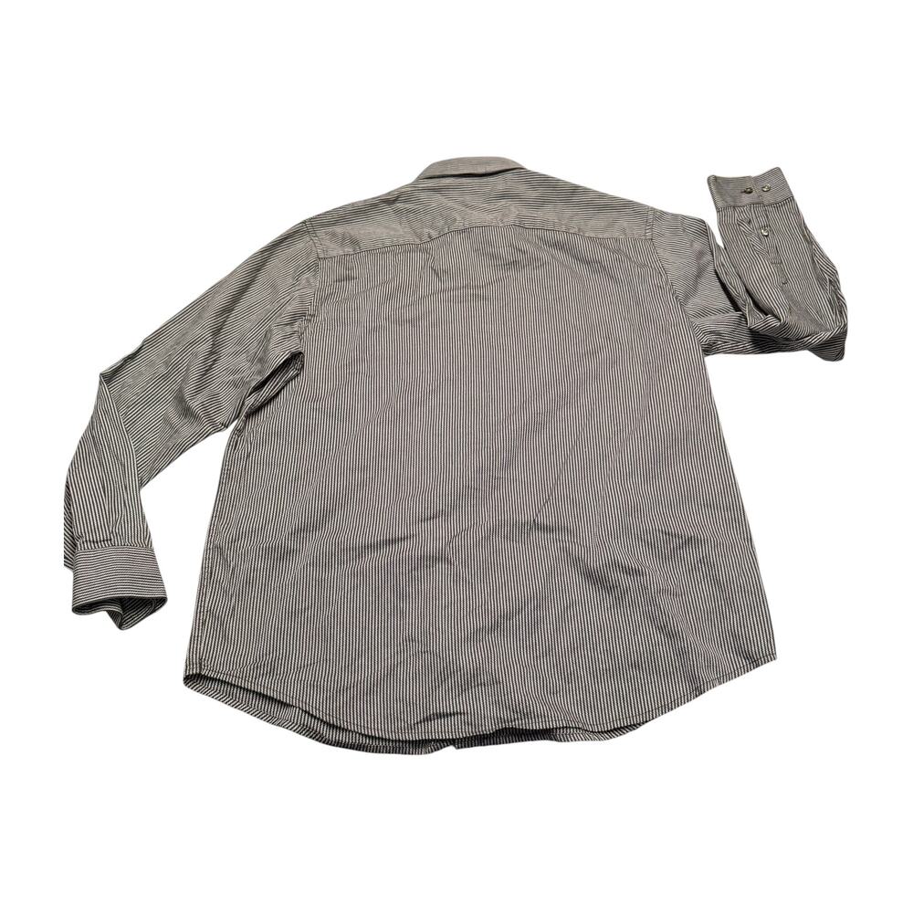 Perry Ellis Men L Striped Cotton Button Down Dress Shirt Long Sleeve - Picture 5 of 7
